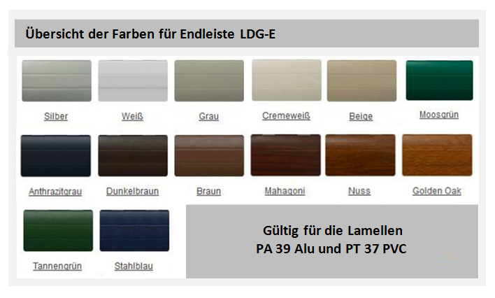 Farben für die Endleiste LDG-E